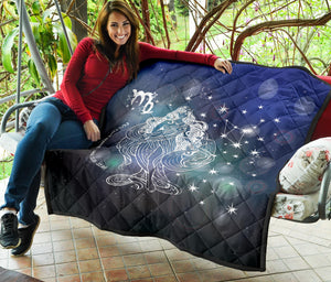 Personalized Aquarius Horoscope Premium Quilt Blanket Twin Queen King Size Gift