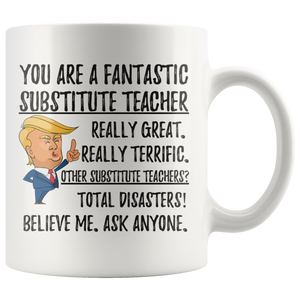 Funny Fantastic Substitute Teacher Coffee Mug, Trump Gifts, Substitute Teacher Birthday Gift, Teacher Christmas Graduation Gift