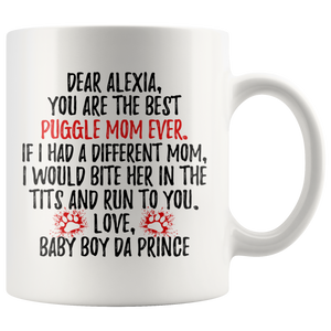 Personalized Puggle Dog Baby Boy Da Prince Mom Alexia Coffee Mug (11 oz)