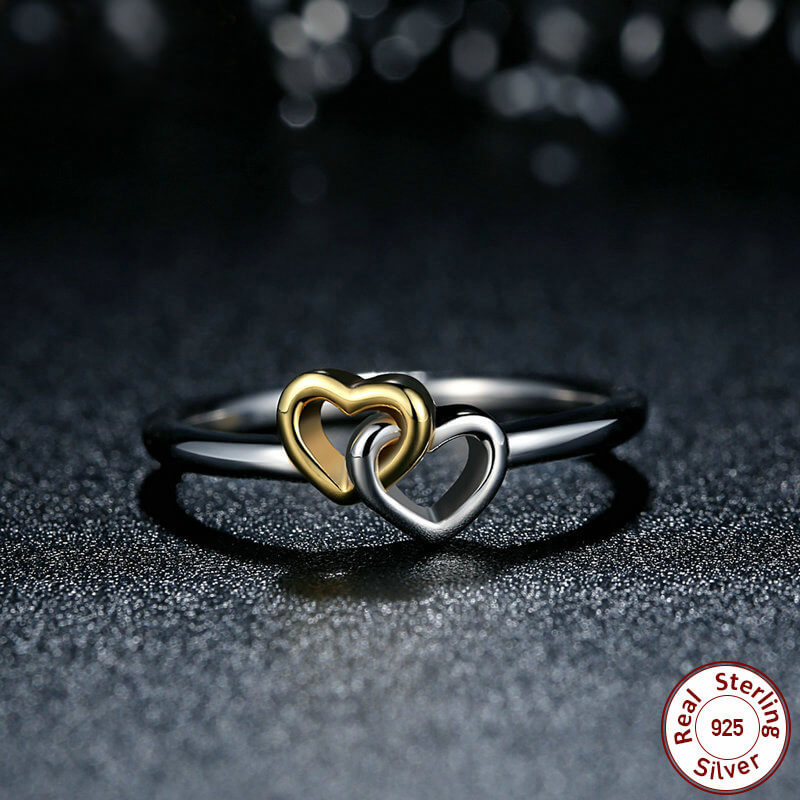 Rope of Hearts Sterling Silver and 14K Gold Ring