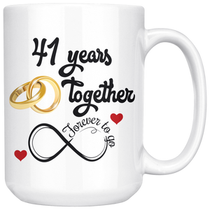 41st Wedding Anniversary Gift For Him And Her, 41st Anniversary Mug For Husband & Wife, Married For 41 Years, 41 Years Together With Her (15 oz )