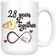 28th Wedding Anniversary Gift For Him And Her, 28th Anniversary Mug For Husband & Wife, Married For 28 Years, 28 Years Together With Her (15 oz )