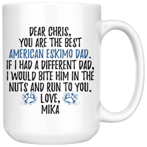 Personalized American Eskimo Dog Mika Dad Chris Coffee Mug (15 oz)