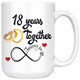 18th Wedding Anniversary Gift For Him And Her, 18th Anniversary Mug For Husband & Wife, Married For 18 Years, 18 Years Together With Her (15 oz )