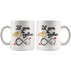 26th Wedding Anniversary Gift For Him And Her, 26th Anniversary Mug For Husband & Wife, Married For 26 Years, 26 Years Together With Her (11 oz )