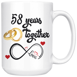58th Wedding Anniversary Gift For Him And Her, 58th Anniversary Mug For Husband & Wife, Married For 58  , 58 Years Together With Her (15 oz )