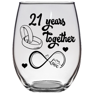 LOVE - 21st Wedding Stemless Wine Glass (Laser Etched)