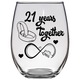 LOVE - 21st Wedding Stemless Wine Glass (Laser Etched)