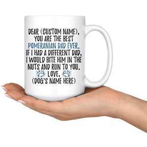 Personalized Best Pomeranian Dog Dad Coffee Mug (15 oz)