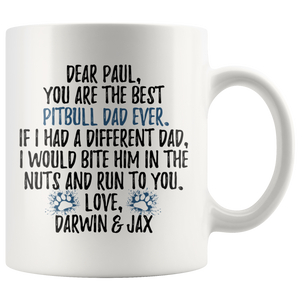 Personalized Pitbull Darwin & Jax Dad Paul Coffee Mug (11 oz)