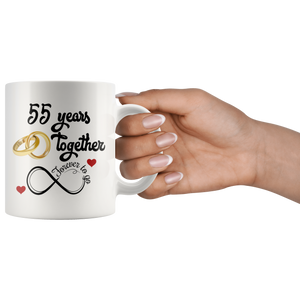55th Wedding Anniversary Gift For Him And Her, Married For 55 Years, 55th Anniversary Mug For Husband & Wife, 55 Years Together With Her (11 oz )
