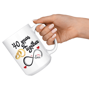40th Wedding Anniversary Gift For Him And Her, 40th Anniversary Mug For Husband & Wife, Married For 40 Years, 40 Years Together With Her (15 oz )