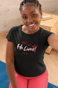 Plot Twist He Lives 'Luke 24:23' Christian Womens And Unisex T-Shirt