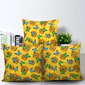 Sunflower Butterfly Pillow Cover