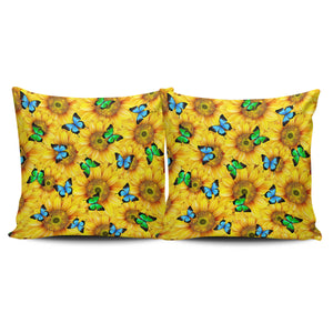 Sunflower Butterfly Pillow Cover