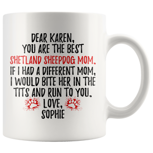 Personalized Shetland Sheepdog Sophie Mom Karen Coffee Mug (11 oz)