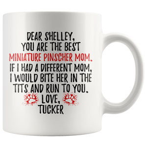 Personalized Miniature Pinscher Dog Tucker Mom Shelley Mug (11 oz)