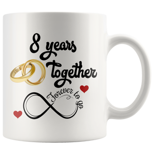 8th Wedding Anniversary Gift For Him And Her, 8th Anniversary Mug For Husband & Wife, 8 Years Together, Married 8 Years, 8 Years With Her ( 11 oz )