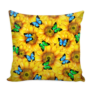 Sunflower Butterfly Pillow Cover